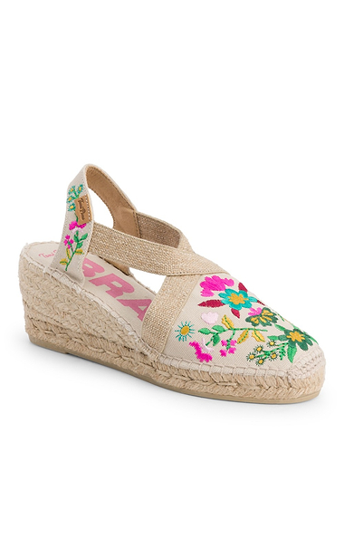 Ladies Toni Pons Floral Embroidery Wedge Espadrilles
