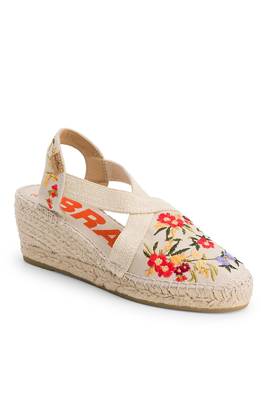 Ladies Toni Pons Floral Embroidery Wedge Espadrilles