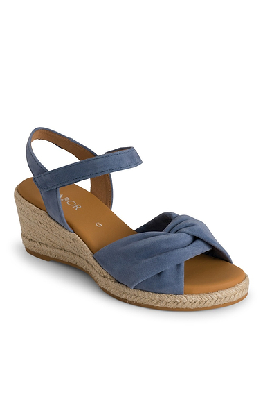 Ladies Gabor Moon Front Twist Wedge Espadrille Sandals