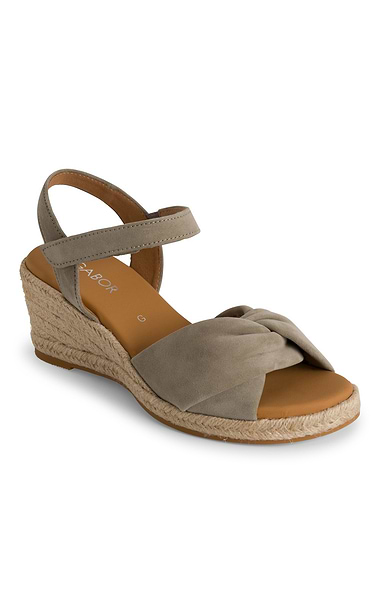 Ladies Gabor Moon Front Twist Wedge Espadrille Sandals