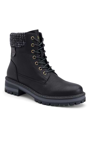 Ladies Knit Trim Walking Boots