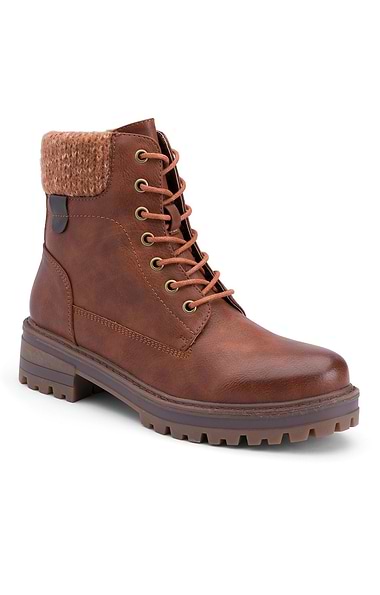 Ladies Knit Trim Walking Boots