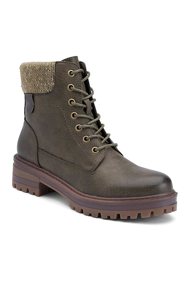 Ladies Knit Trim Walking Boots