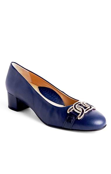 Ladies Gold Buckle Mid Heels