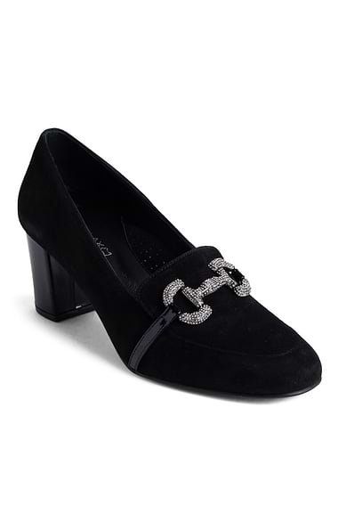 Ladies Silver Snaffle Suede High Heels
