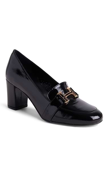Ladies Gold Buckle Patent High Heels