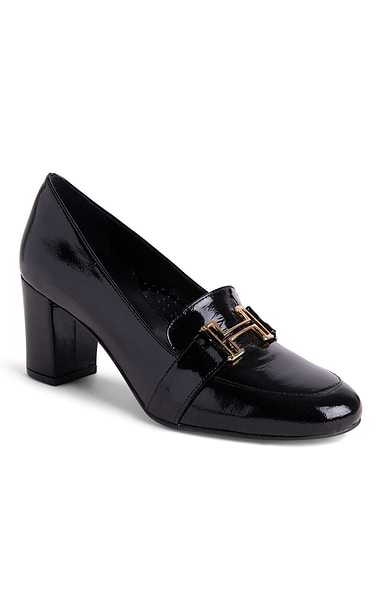 Ladies Gold Buckle Patent High Heels