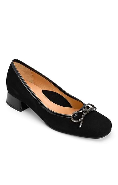 Ladies Suede Glittery Bow Pump