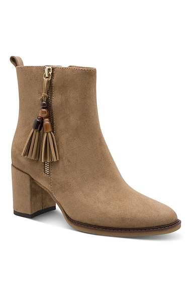Ladies Marco Tozzi Faux Suede Tassel Ankle Boot