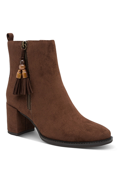 Ladies Marco Tozzi Faux Suede Tassel Ankle Boot