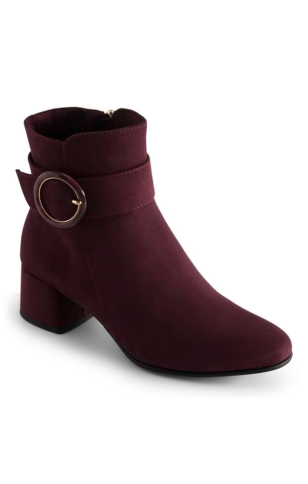 Ladies Marco Tozzi Faux Suede Buckle Ankle Boot