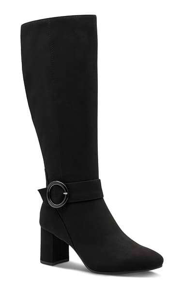 Ladies Marco Tozzi Faux Suede Tall Buckle Boot