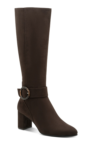 Ladies Marco Tozzi Faux Suede Tall Buckle Boot