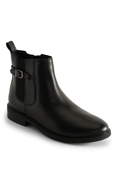 Ladies Marco Tozzi Leather Buckle Trim Chelsea Boot