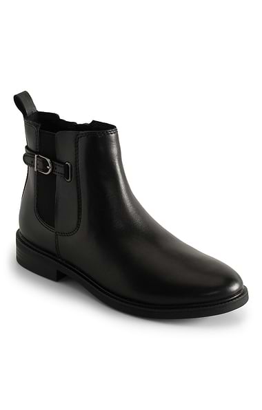 Ladies Marco Tozzi Leather Buckle Trim Chelsea Boot