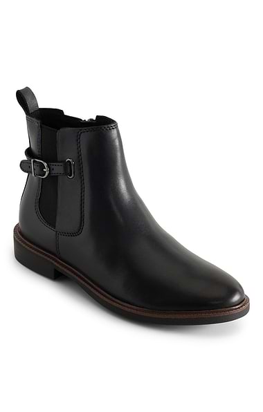 Ladies Marco Tozzi Leather Buckle Trim Chelsea Boot