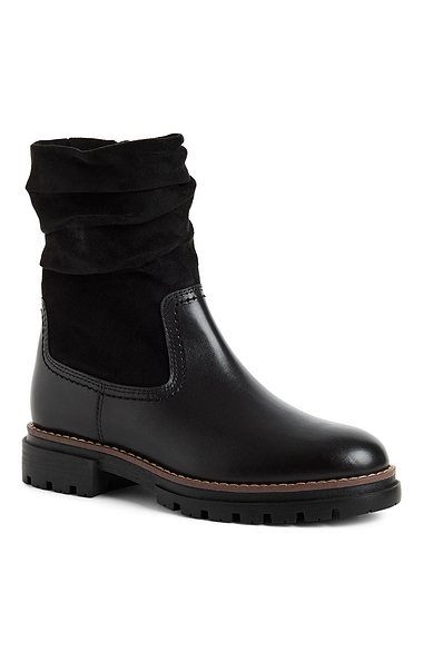 Ladies Marco Tozzi Leather Ruched Cuff Ankle Boots