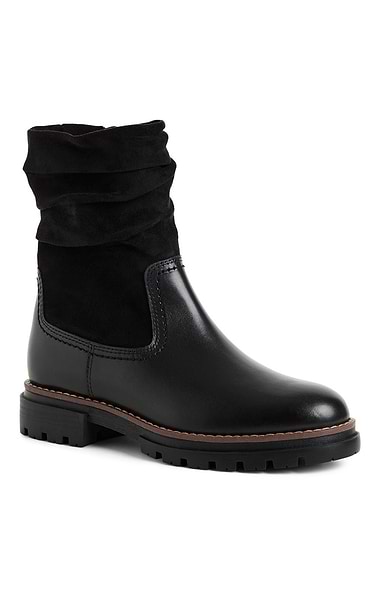 Ladies Marco Tozzi Leather Ruched Cuff Ankle Boots