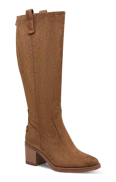 Ladies Marco Tozzi Faux Suede Block Heel Tall Boots