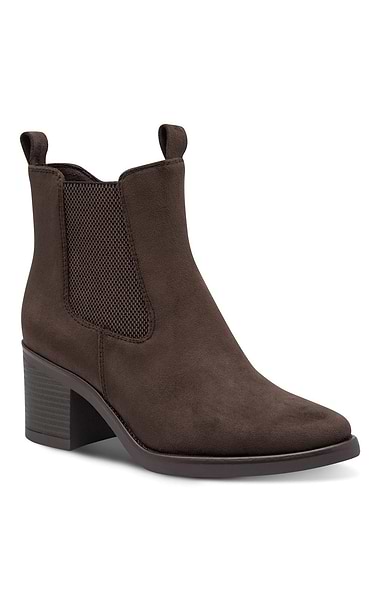Ladies Marco Tozzi Faux Suede Block Heel Ankle Boots