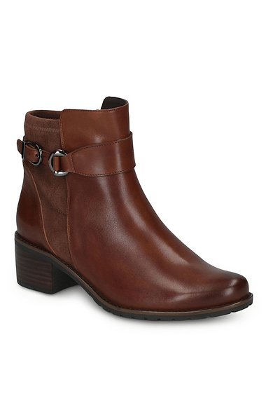 Ladies Caprice Leather Stretch Around Ankle Boot