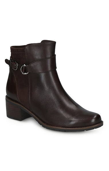 Ladies Caprice Leather Stretch Around Ankle Boot