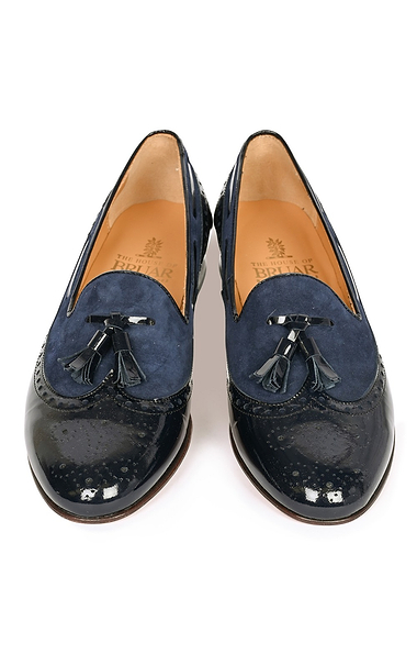 Ladies Patent Leather and Suede Tassel Loafers