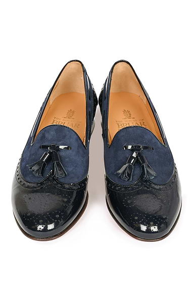 Ladies Patent Leather and Suede Tassel Loafers