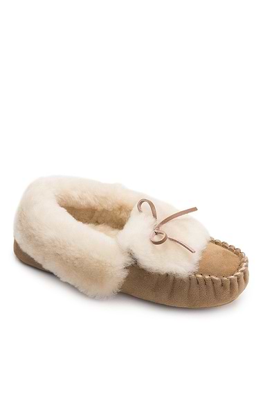 Ladies Sheepskin Tie Slipper