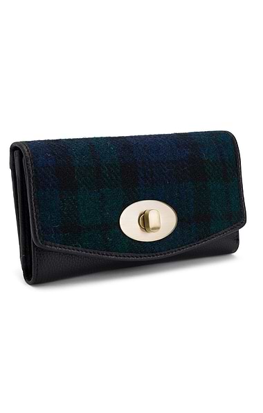 Ladies Leather and Harris Tweed® Large Lock Purse