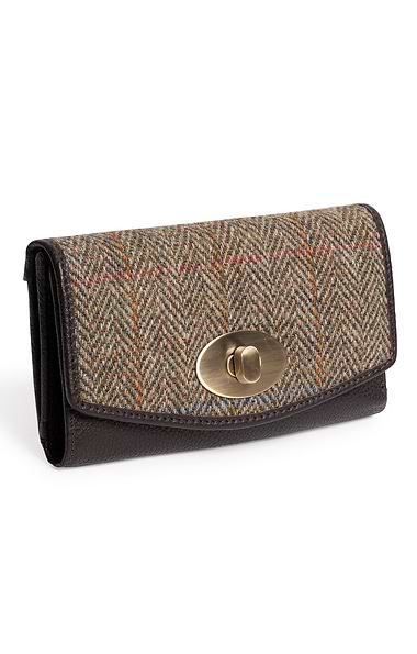 Ladies Leather and Harris Tweed® Large Lock Purse