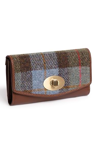 Ladies Leather and Harris Tweed® Large Lock Purse