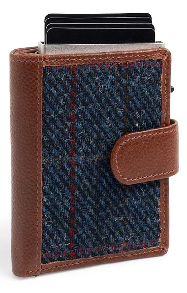 Quick Access Leather Card Holder with Harris Tweed®