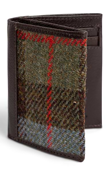 Leather Bi-Fold Card Wallet with Harris Tweed®