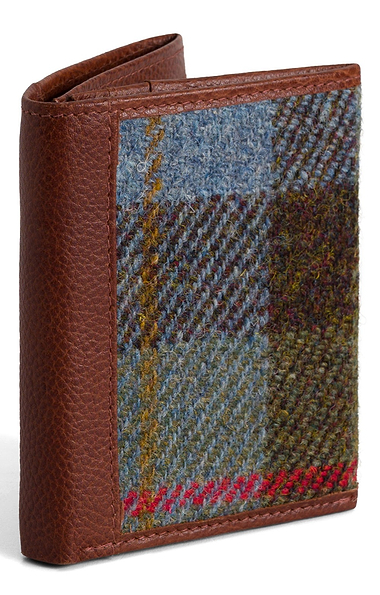 Leather Bi-Fold Card Wallet with Harris Tweed®