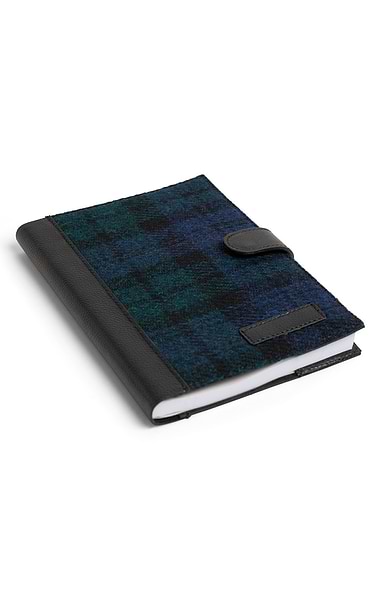 A5 Leather Book Cover with Harris Tweed® & Notebook