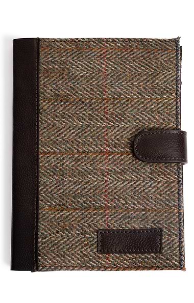 A5 Leather Book Cover with Harris Tweed® & Notebook