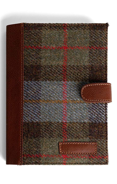 A5 Leather Book Cover with Harris Tweed® & Notebook