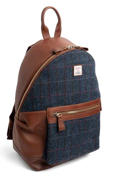 Leather Backpack with Harris Tweed®