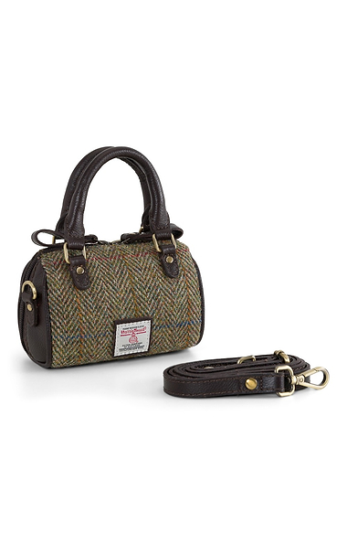 Ladies Harris Tweed® & Leather Mini Barrel Bag