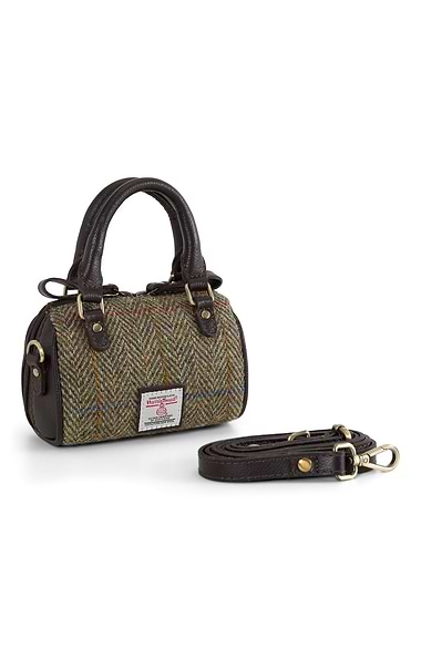 Ladies Harris Tweed® & Leather Mini Barrel Bag