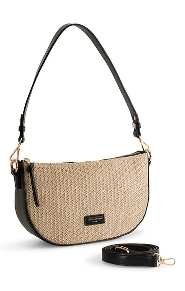 Ladies Straw Half-Moon Shoulder Bag