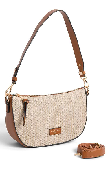 Ladies Straw Half-Moon Shoulder Bag