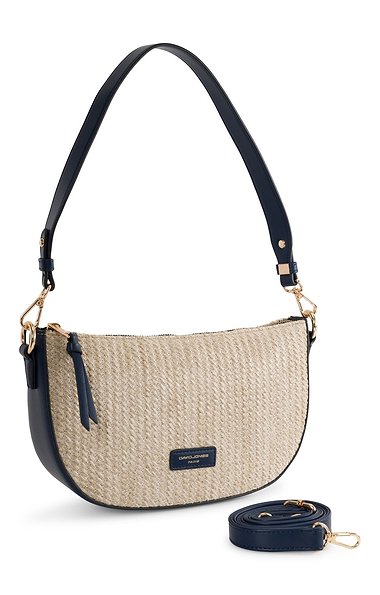 Ladies Straw Half-Moon Shoulder Bag