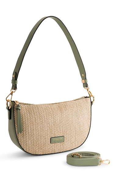 Ladies Straw Half-Moon Shoulder Bag
