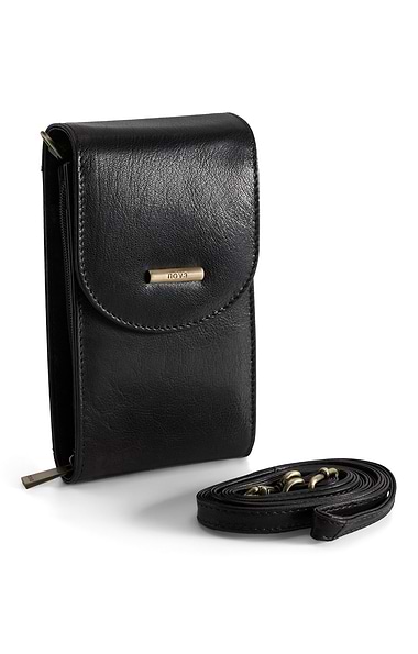 Ladies Zip Around Leather Phone Bag With Card Slots