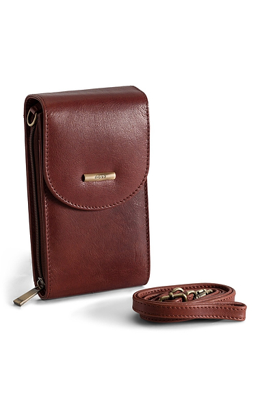 Ladies Zip Around Leather Phone Bag With Card Slots
