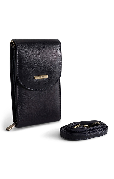 Ladies Zip Around Leather Phone Bag With Card Slots