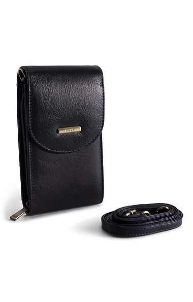 Ladies Zip Around Leather Phone Bag With Card Slots