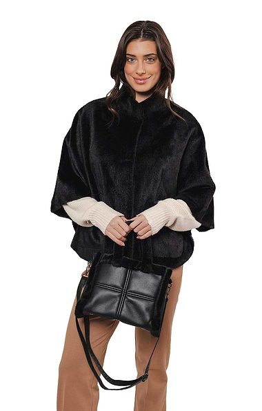 Ladies Rino & Pelle Leather Faux Fur Trim Bag